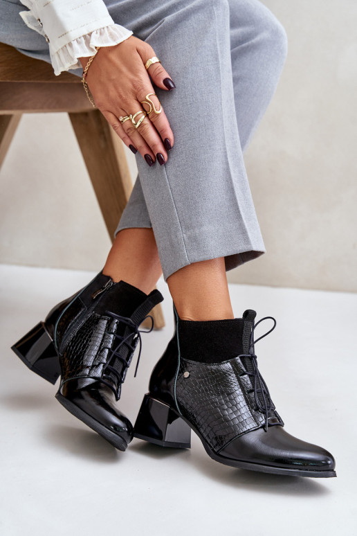 Zazoo 60503 Leather Heeled Ankle Boots Insulated Black Zazoo 60503 Leather Heeled Ankle Boots Insulated Black