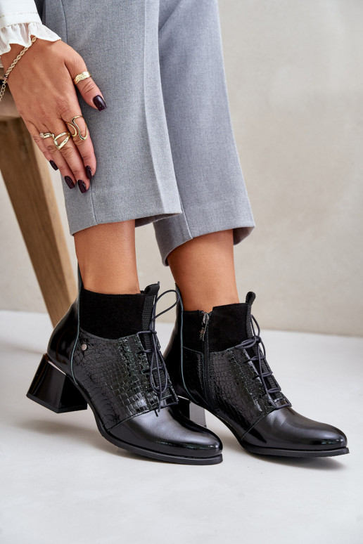 Zazoo 60503 Leather Heeled Ankle Boots Insulated Black Zazoo 60503 Leather Heeled Ankle Boots Insulated Black