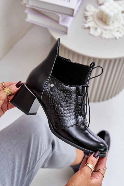 Zazoo 60503 Leather Heeled Ankle Boots Insulated Black Zazoo 60503 Leather Heeled Ankle Boots Insulated Black