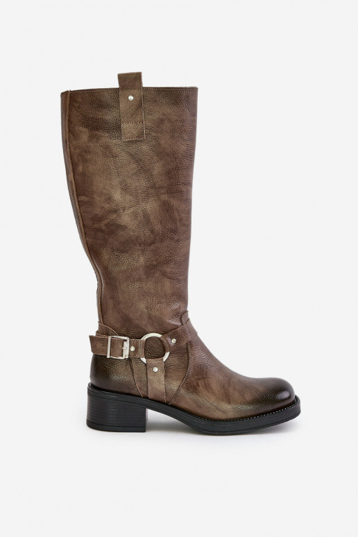 Zazoo 70141 Leather Knee High Women's Boots Brown