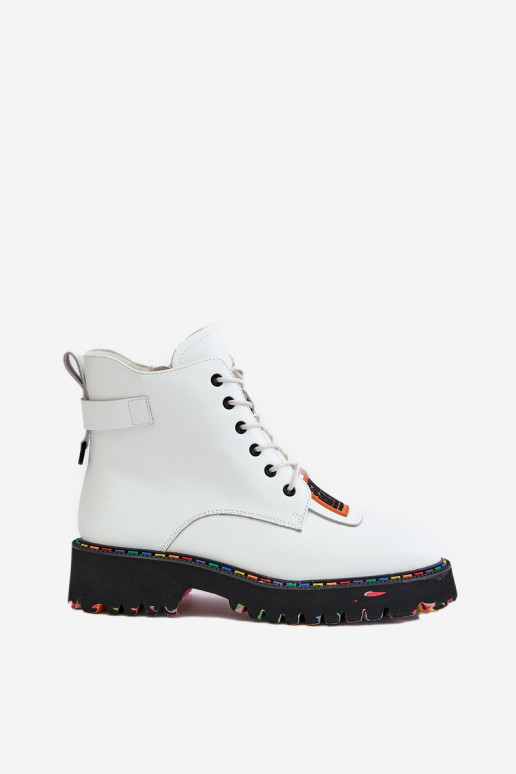 Leather Ankle Boots Women's Zip White Artiker 55C0515