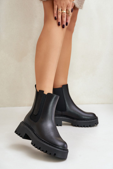 Leather Insulated Ankle Boots Women's Big Star OO274A386 Black 2