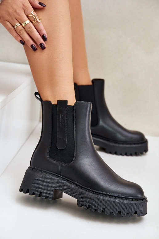 Leather Insulated Ankle Boots Women's Big Star OO274A386 Black Leather Insulated Ankle Boots Women's Big Star OO274A386 Black