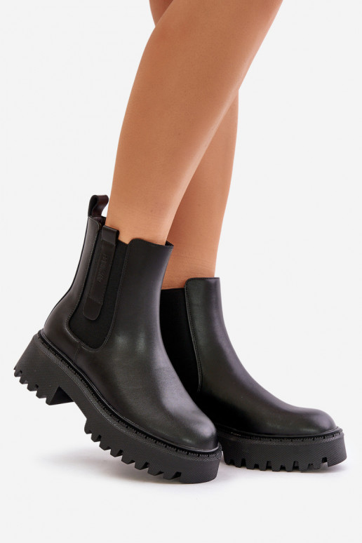 Leather Insulated Ankle Boots Women's Big Star OO274A386 Black Leather Insulated Ankle Boots Women's Big Star OO274A386 Black