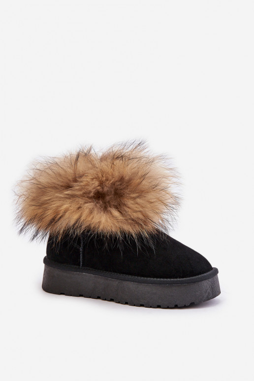 Leather Snow Boots On Platform With Fur Black Avirisa Leather Snow Boots On Platform With Fur Black Avirisa