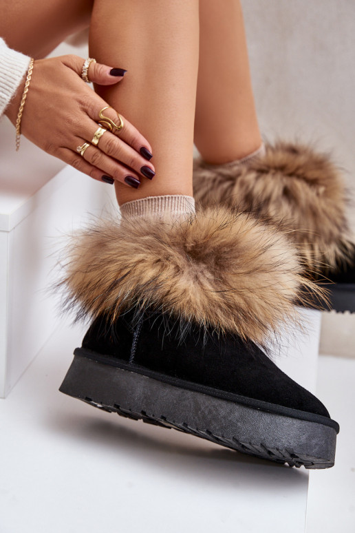 Leather Snow Boots On Platform With Fur Black Avirisa Leather Snow Boots On Platform With Fur Black Avirisa