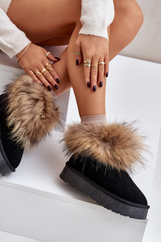 Leather Snow Boots On Platform With Fur Black Avirisa Leather Snow Boots On Platform With Fur Black Avirisa