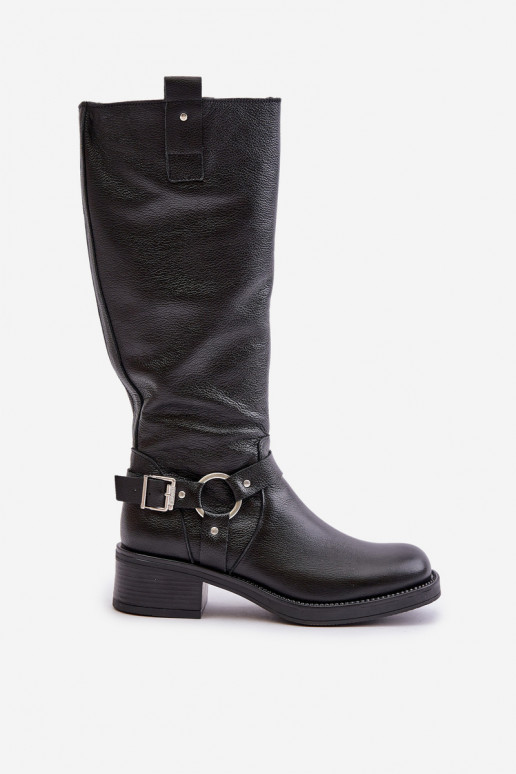 Zazoo 70141 Leather Knee High Women's Boots Black Zazoo 70141 Leather Knee High Women's Boots Black