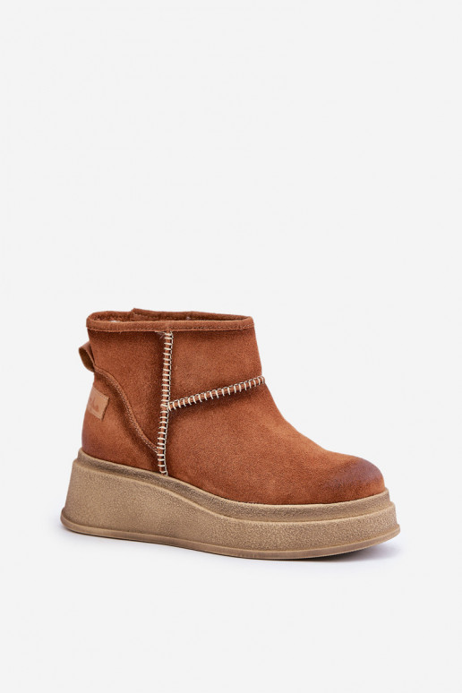 Leather Suede Snow Boots On Platform And Wedge Brown Maciejka 06769-29 Brown Leather Suede Snow Boots On Platform And Wedge Brown Maciejka 06769-29 Brown