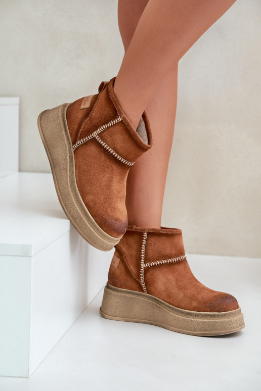 Leather Suede Snow Boots On Platform And Wedge Brown Maciejka 06769-29 Brown Leather Suede Snow Boots On Platform And Wedge Brown Maciejka 06769-29 Brown