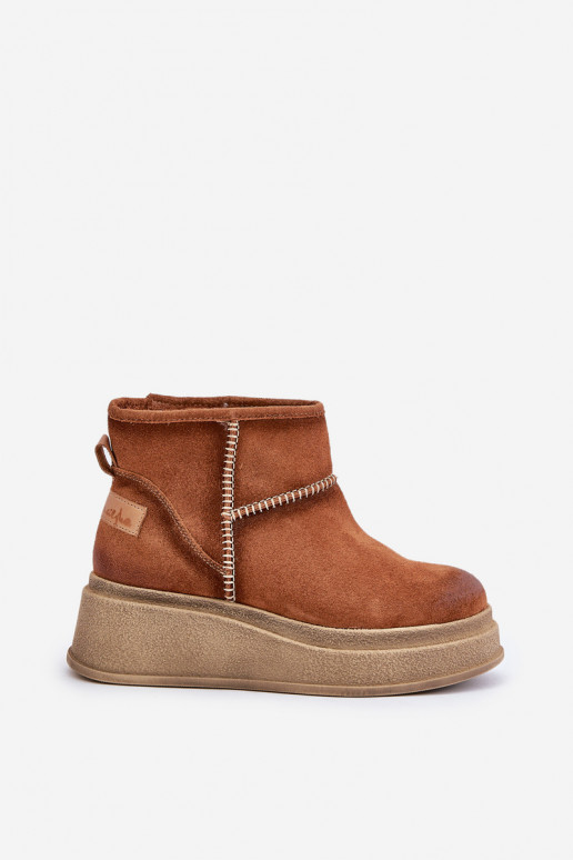 Leather Suede Snow Boots On Platform And Wedge Brown Maciejka 06769-29 Brown Leather Suede Snow Boots On Platform And Wedge Brown Maciejka 06769-29 Brown