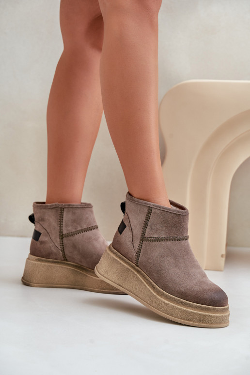 Leather Suede Snow Boots On Platform And Wedge Brown Maciejka 06769-02 Dark Brown Leather Suede Snow Boots On Platform And Wedge Brown Maciejka 06769-02 Dark Brown