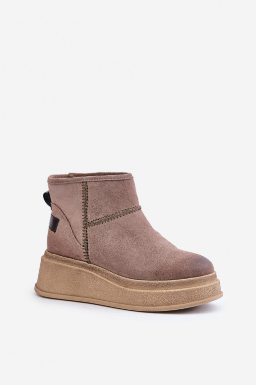 Leather Suede Snow Boots On Platform And Wedge Brown Maciejka 06769-02 Dark Brown Leather Suede Snow Boots On Platform And Wedge Brown Maciejka 06769-02 Dark Brown