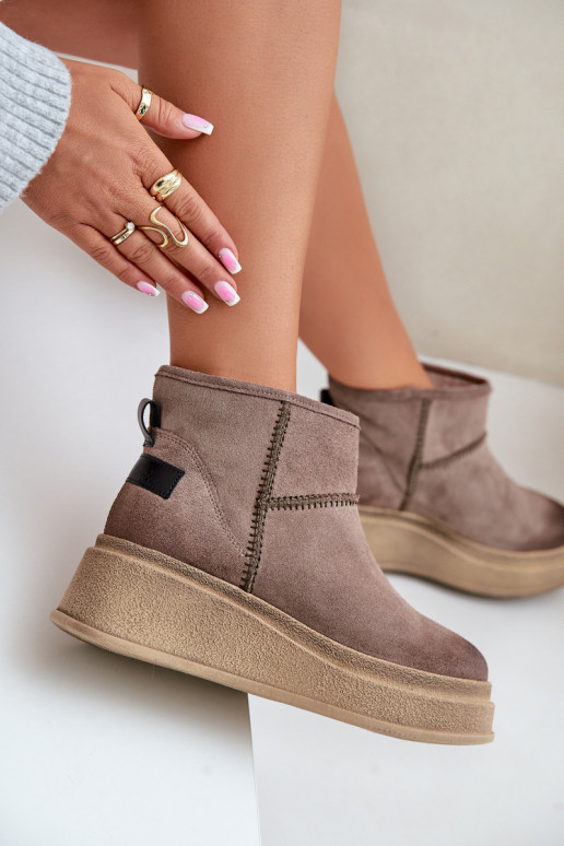 Leather Suede Snow Boots On Platform And Wedge Brown Maciejka 06769-02 Dark Brown Leather Suede Snow Boots On Platform And Wedge Brown Maciejka 06769-02 Dark Brown