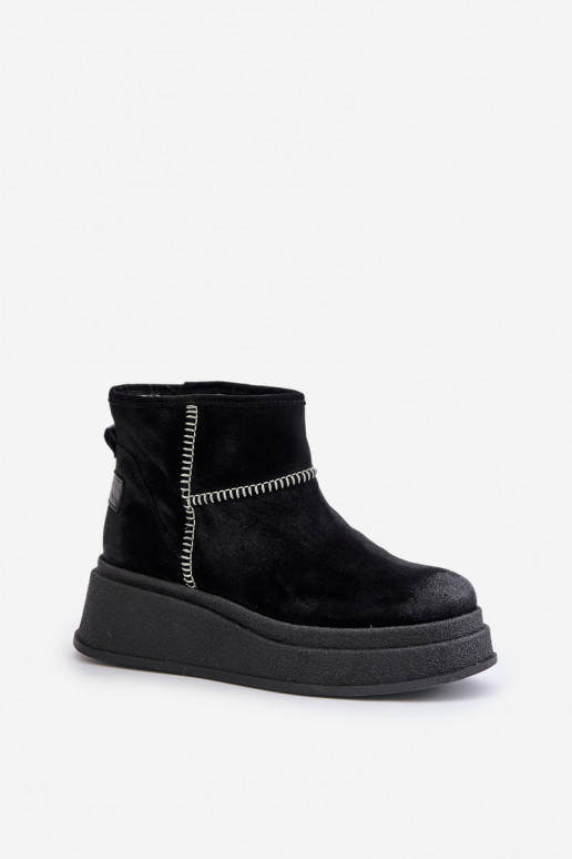 Leather Suede Snow Boots On Platform And Wedge Brown Maciejka 06769-01 Black Leather Suede Snow Boots On Platform And Wedge Brown Maciejka 06769-01 Black