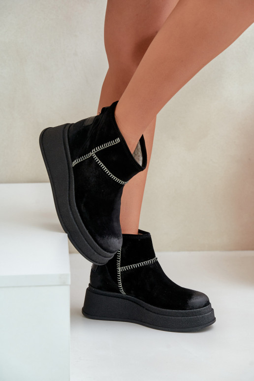 Leather Suede Snow Boots On Platform And Wedge Brown Maciejka 06769-01 Black Leather Suede Snow Boots On Platform And Wedge Brown Maciejka 06769-01 Black