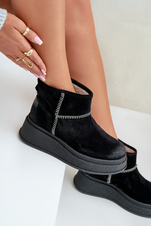 Leather Suede Snow Boots On Platform And Wedge Brown Maciejka 06769-01 Black Leather Suede Snow Boots On Platform And Wedge Brown Maciejka 06769-01 Black
