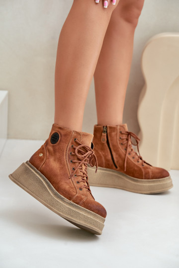 Suede Ankle Boots On Chunky Platform Maciejka 06309-29 Brown 2