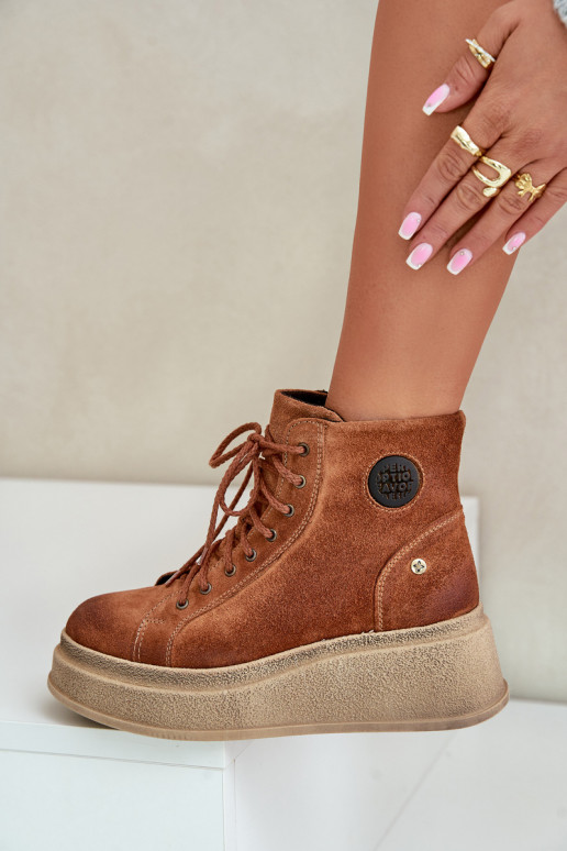 Suede Ankle Boots On Chunky Platform Maciejka 06309-29 Brown Suede Ankle Boots On Chunky Platform Maciejka 06309-29 Brown