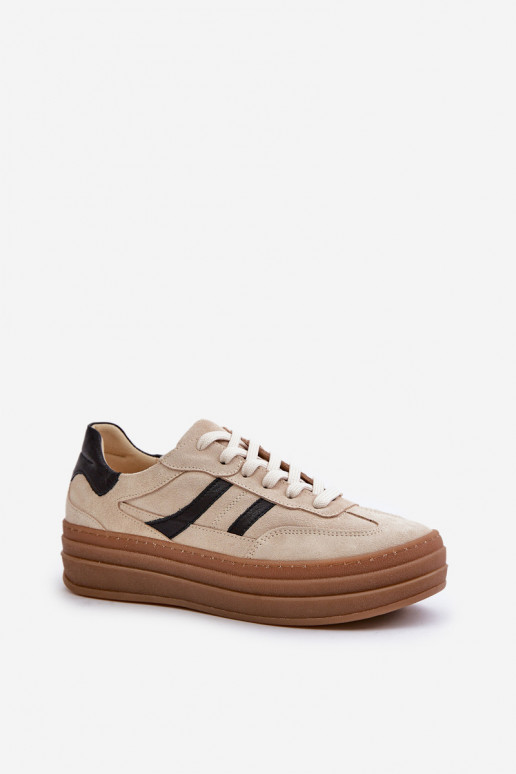 Suede platform sneakers beige Zazoo N1176 Suede platform sneakers beige Zazoo N1176
