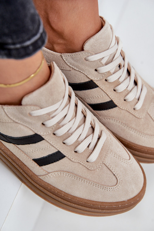 Suede platform sneakers beige Zazoo N1176 Suede platform sneakers beige Zazoo N1176