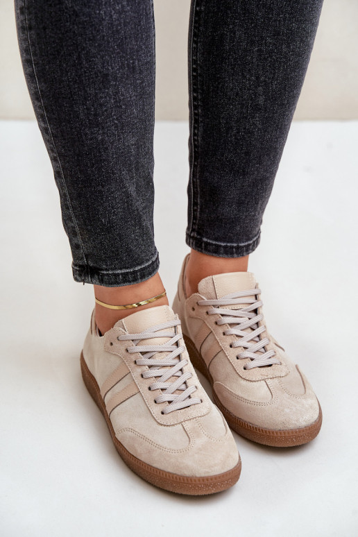 Low suede women's sneakers beige Zazoo N1068 Low suede women's sneakers beige Zazoo N1068