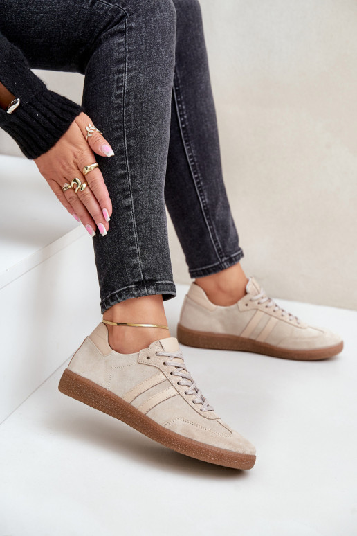 Low suede women's sneakers beige Zazoo N1068 Low suede women's sneakers beige Zazoo N1068