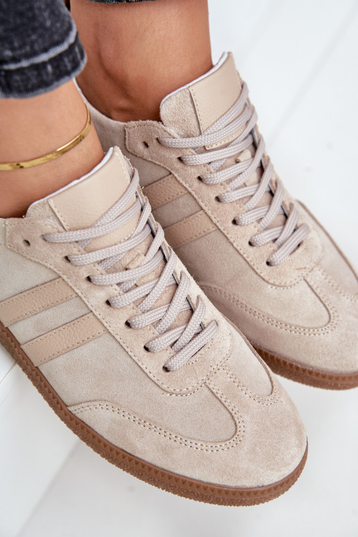 Low suede women's sneakers beige Zazoo N1068 Low suede women's sneakers beige Zazoo N1068