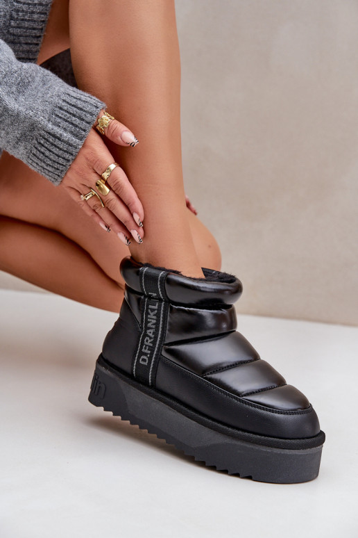 Low Snow Boots On Thick Sole D.Franklin Black DFSH371011 Low Snow Boots On Thick Sole D.Franklin Black DFSH371011