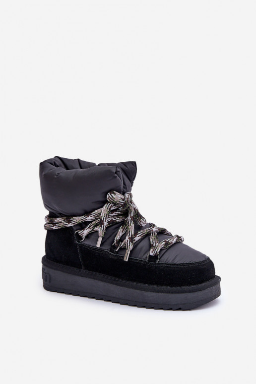 Suede Snow Boots Women With Thick Lacing D.Franklin DFSH375003 Black Suede Snow Boots Women With Thick Lacing D.Franklin DFSH375003 Black