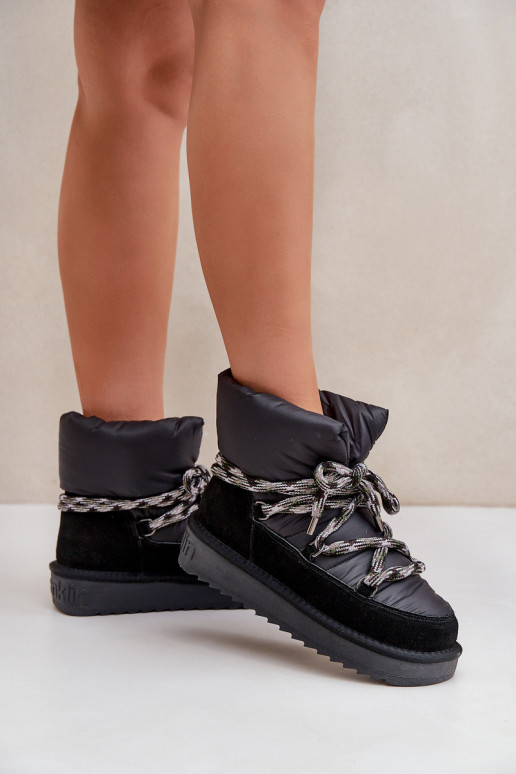 Suede Snow Boots Women With Thick Lacing D.Franklin DFSH375003 Black Suede Snow Boots Women With Thick Lacing D.Franklin DFSH375003 Black