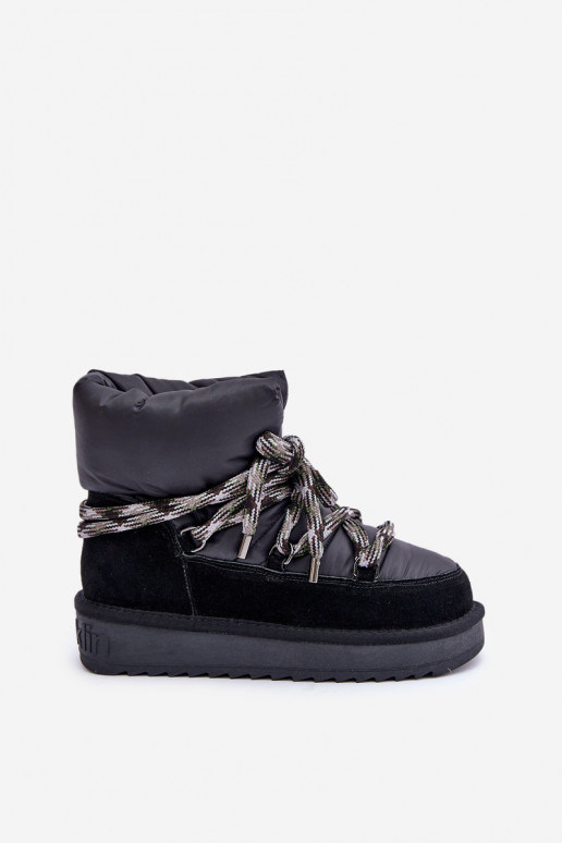Suede Snow Boots Women With Thick Lacing D.Franklin DFSH375003 Black Suede Snow Boots Women With Thick Lacing D.Franklin DFSH375003 Black