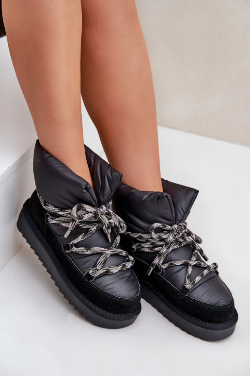 Suede Snow Boots Women With Thick Lacing D.Franklin DFSH375003 Black Suede Snow Boots Women With Thick Lacing D.Franklin DFSH375003 Black