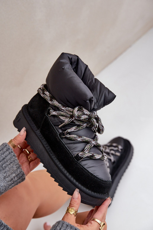 Suede Snow Boots Women With Thick Lacing D.Franklin DFSH375003 Black Suede Snow Boots Women With Thick Lacing D.Franklin DFSH375003 Black