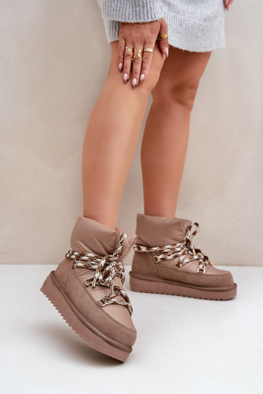 Suede Winter Boots Women With Thick Lacing D.Franklin DFSH375003 Taupe Suede Winter Boots Women With Thick Lacing D.Franklin DFSH375003 Taupe