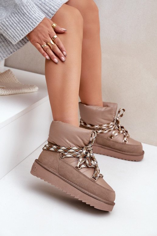 Suede Winter Boots Women With Thick Lacing D.Franklin DFSH375003 Taupe Suede Winter Boots Women With Thick Lacing D.Franklin DFSH375003 Taupe