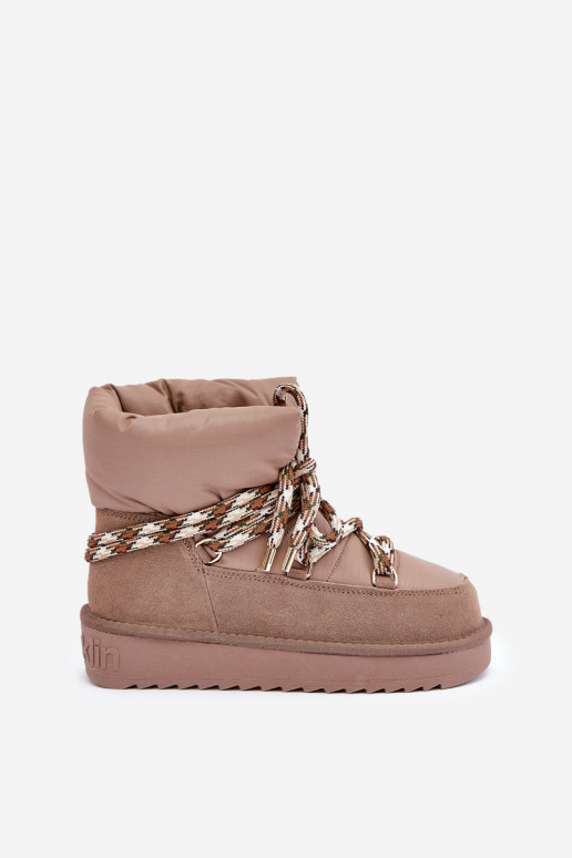 Suede Winter Boots Women With Thick Lacing D.Franklin DFSH375003 Taupe Suede Winter Boots Women With Thick Lacing D.Franklin DFSH375003 Taupe