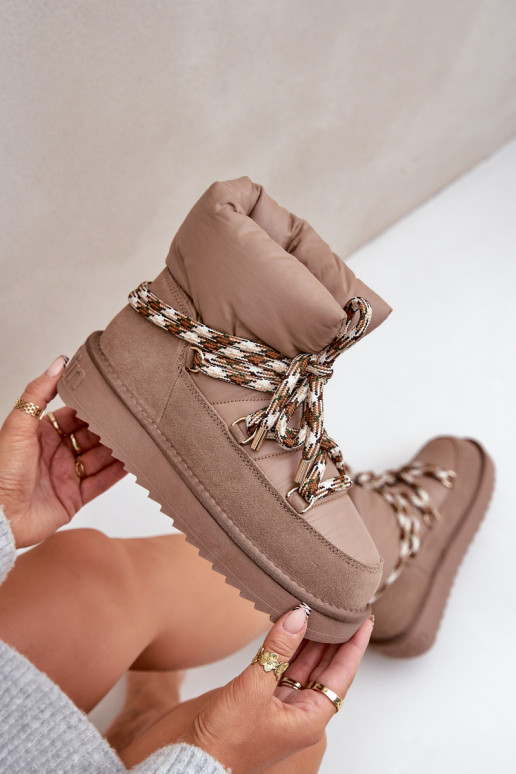 Suede Winter Boots Women With Thick Lacing D.Franklin DFSH375003 Taupe Suede Winter Boots Women With Thick Lacing D.Franklin DFSH375003 Taupe