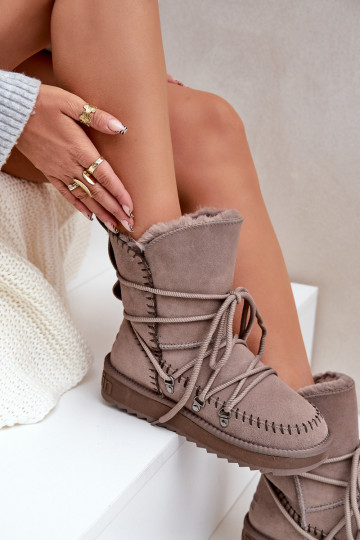 Śniegowce DamskiewithNaturalnego Zamszu D.Franklin DFSH375004 Taupe