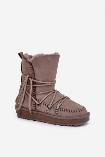 Śniegowce DamskiewithNaturalnego Zamszu D.Franklin DFSH375004 Taupe 2