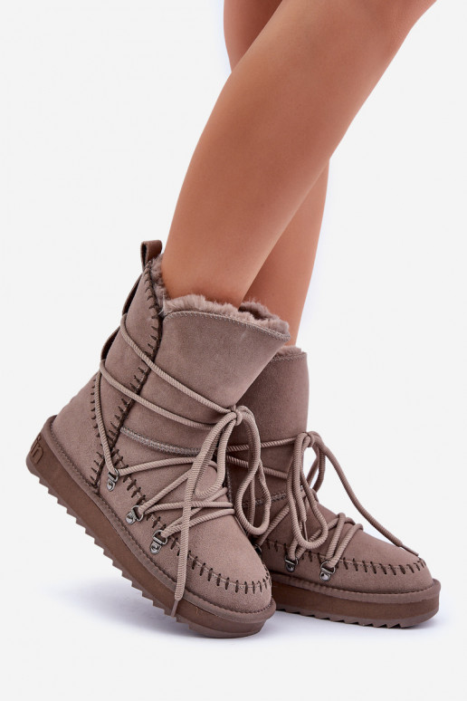 Śniegowce DamskiewithNaturalnego Zamszu D.Franklin DFSH375004 Taupe