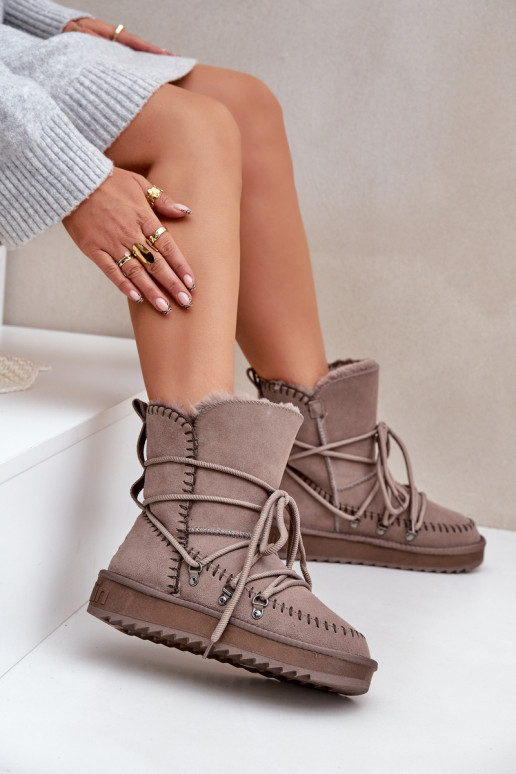 Women's Snow Boots Made Of Natural Suede D.Franklin DFSH375004 Taupe Women's Snow Boots Made Of Natural Suede D.Franklin DFSH375004 Taupe