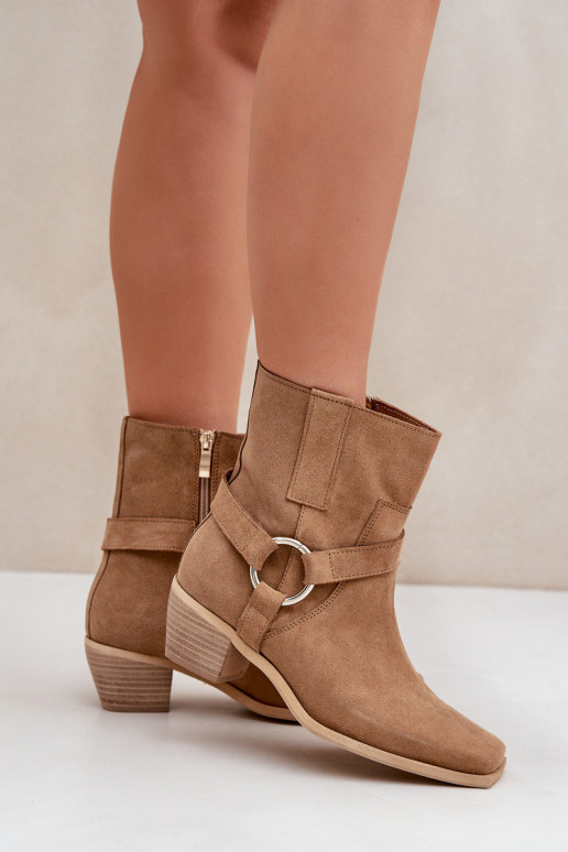 Suede High Heeled Ankle Boots Beige Zazoo 3444/2 Suede High Heeled Ankle Boots Beige Zazoo 3444/2