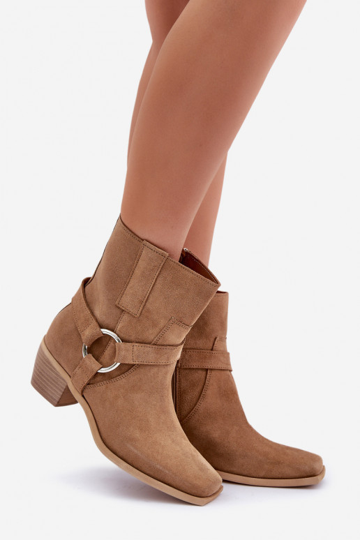 Suede High Heeled Ankle Boots Beige Zazoo 3444/2 Suede High Heeled Ankle Boots Beige Zazoo 3444/2