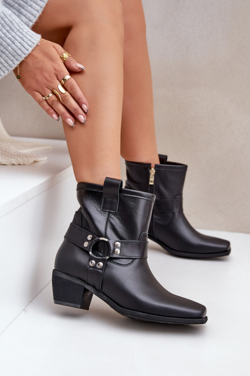 Ankle Boots Made Of Natural Leather On Heel Black Zazoo 3444/2 Ankle Boots Made Of Natural Leather On Heel Black Zazoo 3444/2