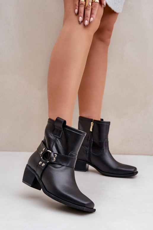 Ankle Boots Made Of Natural Leather On Heel Black Zazoo 3444/2 Ankle Boots Made Of Natural Leather On Heel Black Zazoo 3444/2