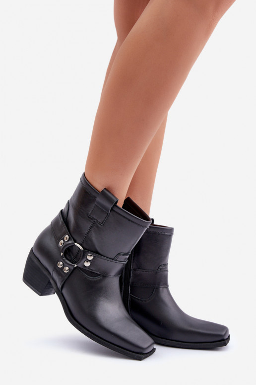 Ankle Boots Made Of Natural Leather On Heel Black Zazoo 3444/2 Ankle Boots Made Of Natural Leather On Heel Black Zazoo 3444/2