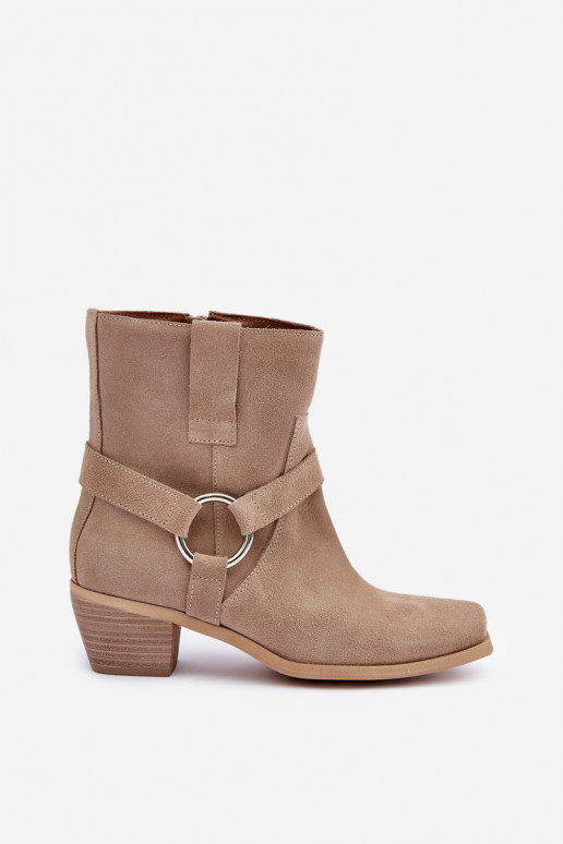 Suede Ankle Boots with Heel Beige Zazoo 3444/2 Suede Ankle Boots with Heel Beige Zazoo 3444/2