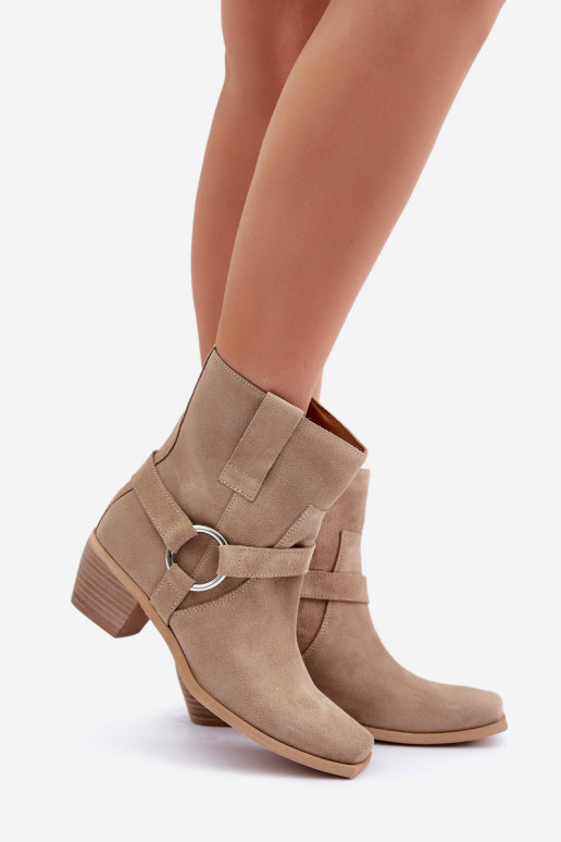 Suede Ankle Boots with Heel Beige Zazoo 3444/2 Suede Ankle Boots with Heel Beige Zazoo 3444/2