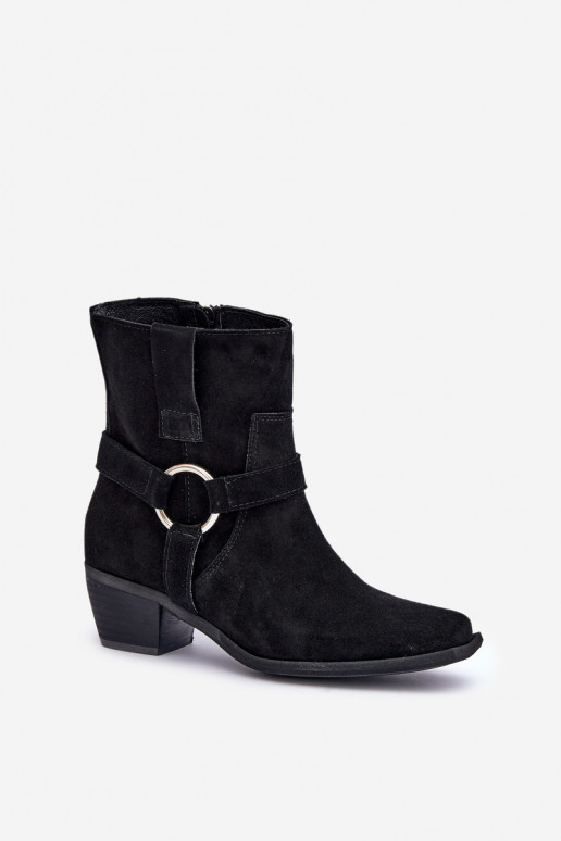 Suede Ankle Boots With Heel Black Zazoo 3444/2 Suede Ankle Boots With Heel Black Zazoo 3444/2